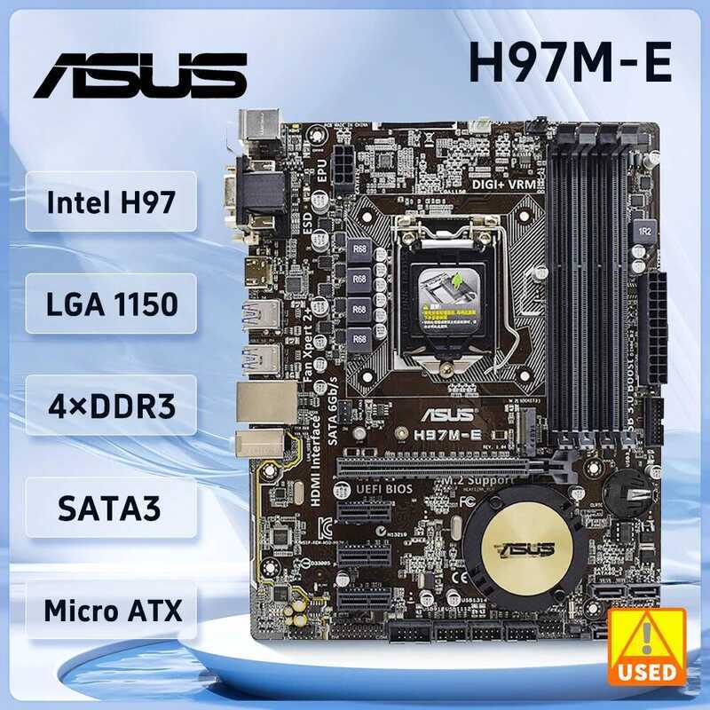 Asus H97m-E Motherboard Intel H97 Ddr3 16Gb M.2 Usb3.0 Pci-E 3.0 Micro ...