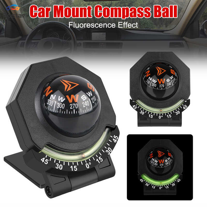 Bostar Car Mount Navigation Compass Ball Dashboard 2-In-1 With Slope ...