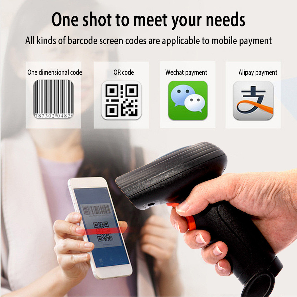 Plug Barcode Wired Play Scanner Portable 1D Handheld Bar Pos For ...