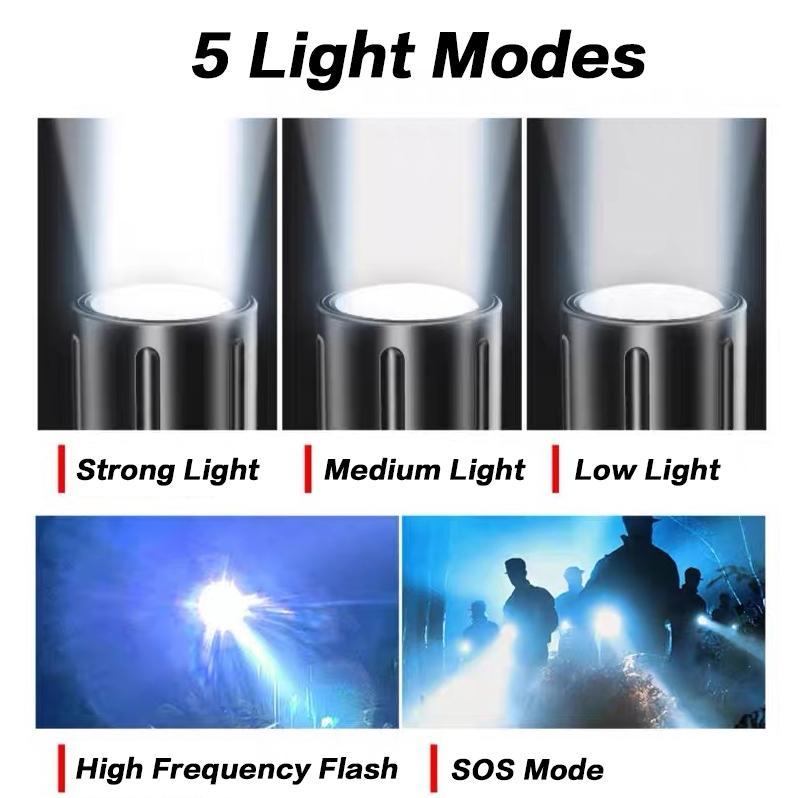 High Power Tactical Flashlight 3000M Long Shot USB Rechargeable LED ...