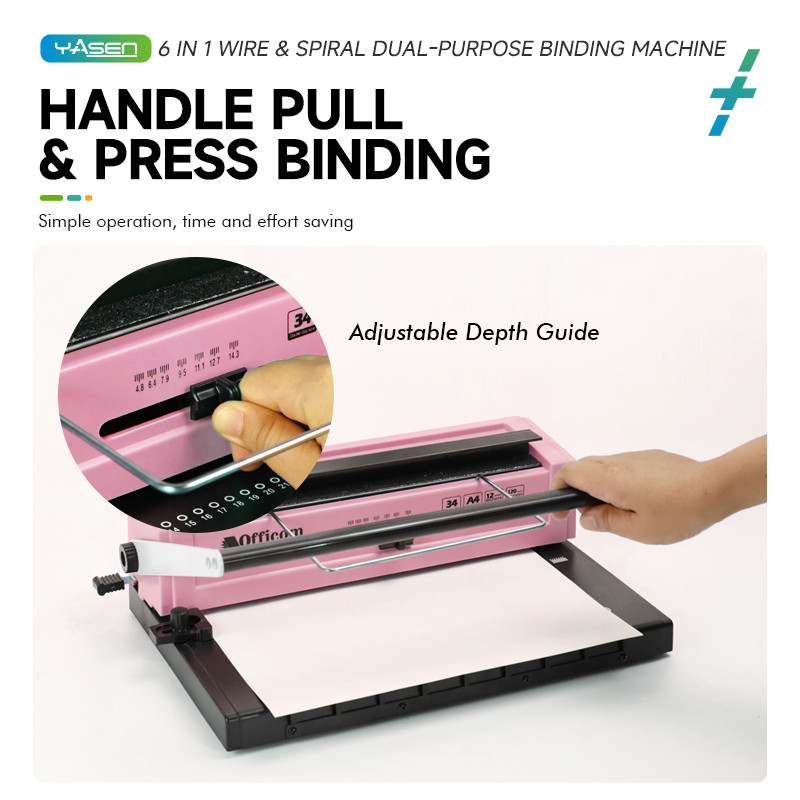 Officom 6n1 Binding Machine OC-W12D - Wire & Spiral Dual Binder for ...