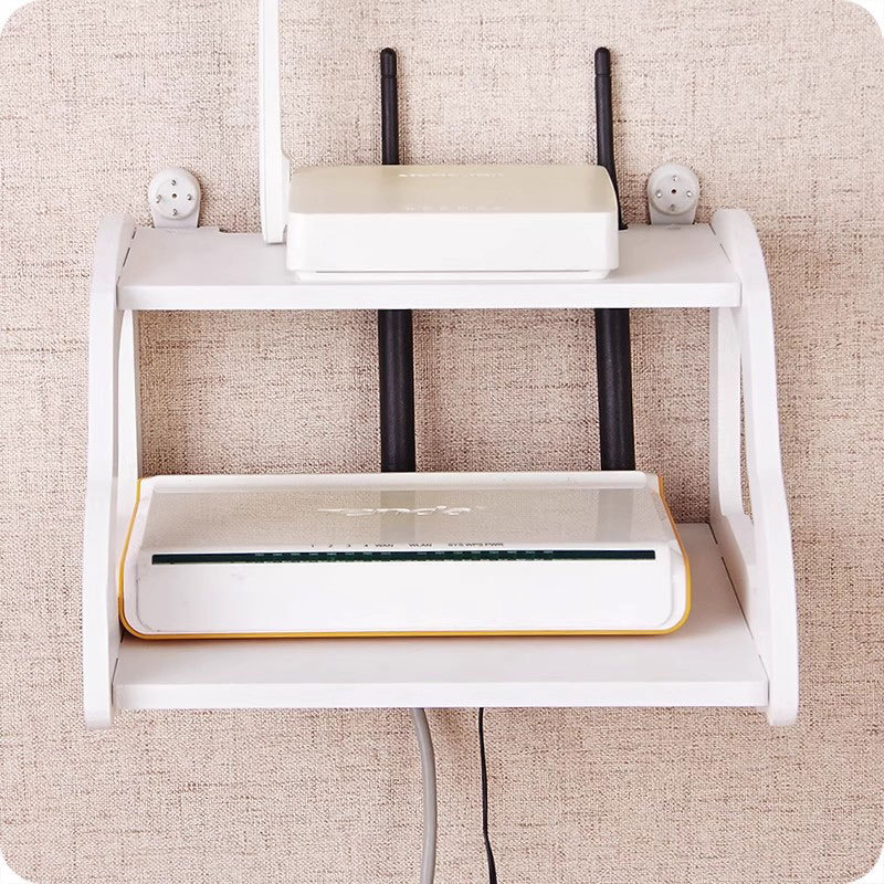 Wood Set-top Box Organizer Wall Mount Shelf Wifi Router Storage Box ...