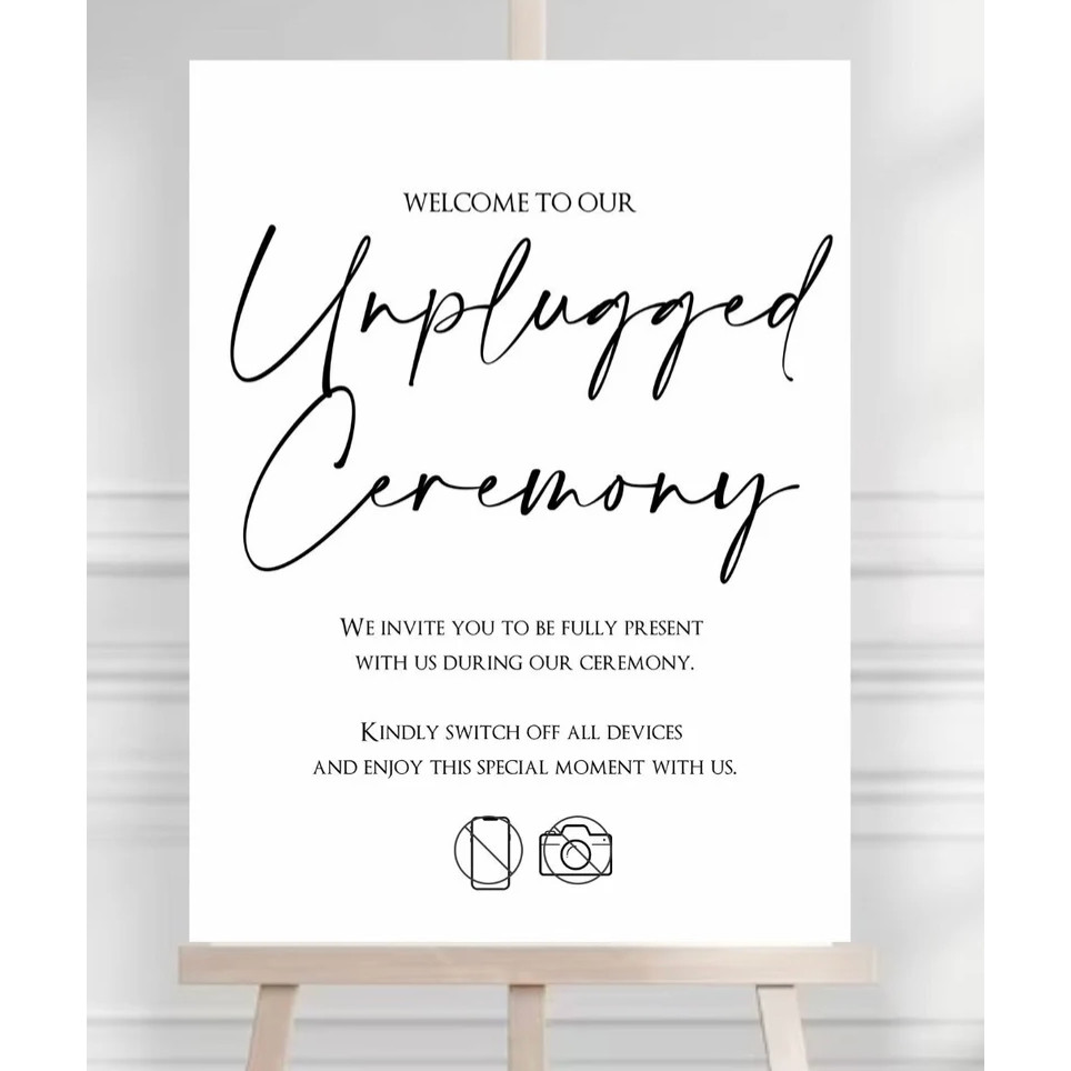 Unplugged Ceremony Welcome Sign / Unplugged Ceremony Signage / Wedding ...