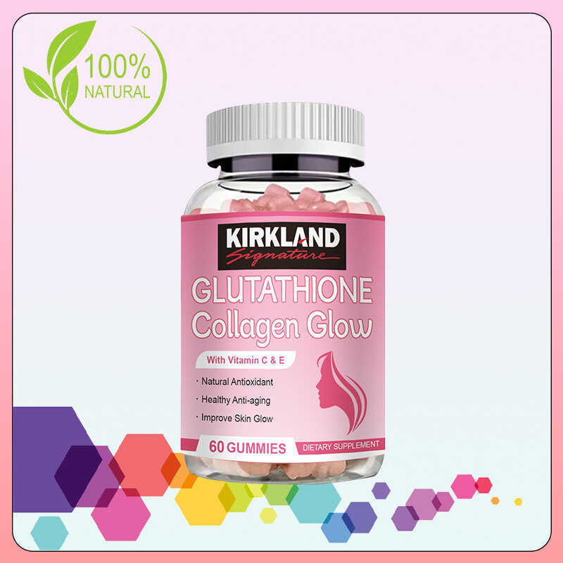 KIRKLAND Glutathione Collagen Glow Gummies, Collagen Gummies With Vitamin C, E, Skin Care Anti-Aging