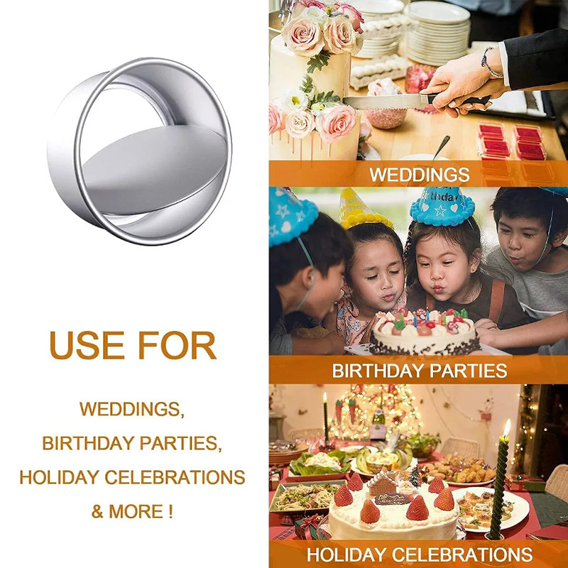 MC 4/6/8 Inch Round Cake Pan Removable Bottom Non Stick Aluminum Alloy ...