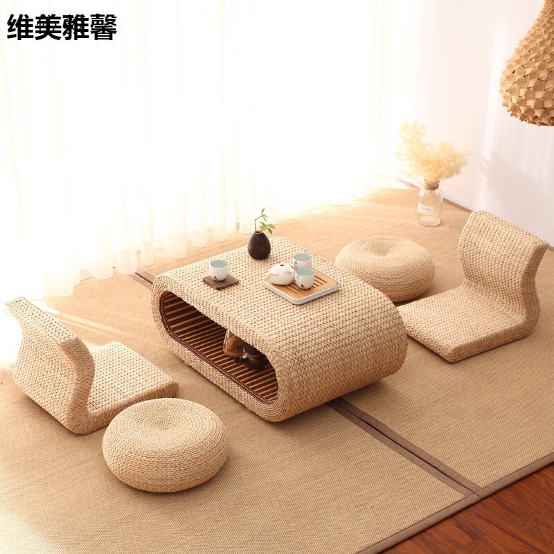 Tea Table Can Be Grass Woven Table Small Tea Storage Simple Combination ...