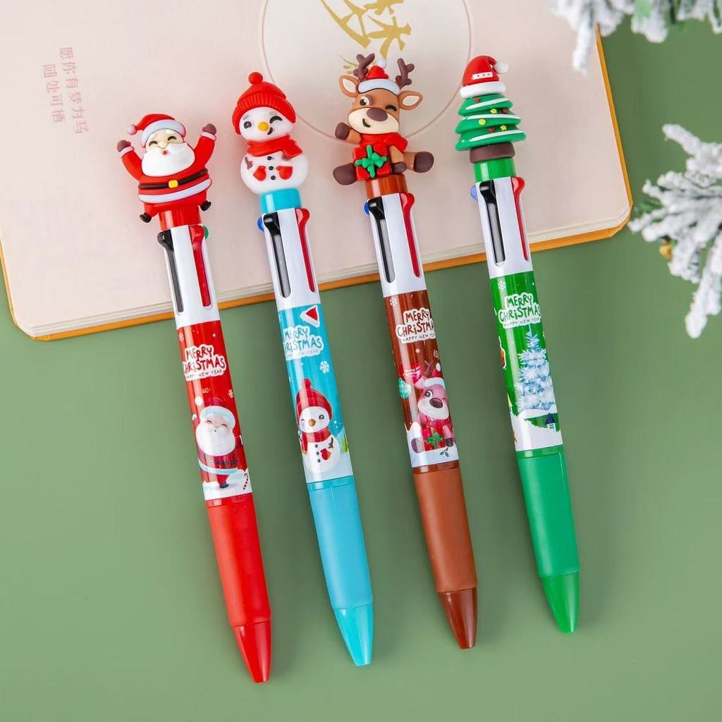 1pc Christmas Cartoon Multi-Color Ballpen 6-in-1 Cute Santa Snowman ...