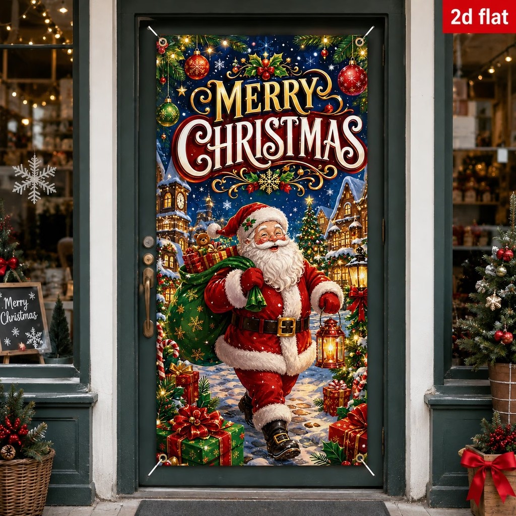 【New design】 2D Flat Christmas Door Cover Banner 10styles design Xmas ...