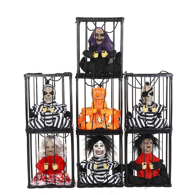 Haunted House Scene Setup Prison Doll Props Halloween Horror Props Cage ...