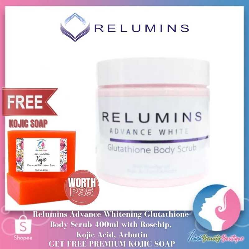 premium whitening scrub with glutathione arbutin rosehip & kojic acid Relumins Advance Body 400Ml Rosehip, Acid, 3 Healing Pharma India Count:75 Tablets Gluta C Intensive Whitening