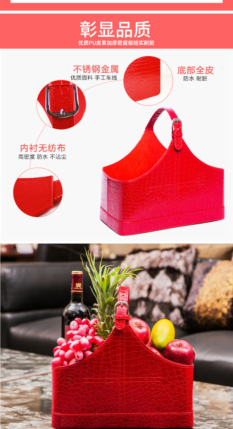 Large Size Red Crocodile Pattern Leather Portable Gift Basket Holiday ...