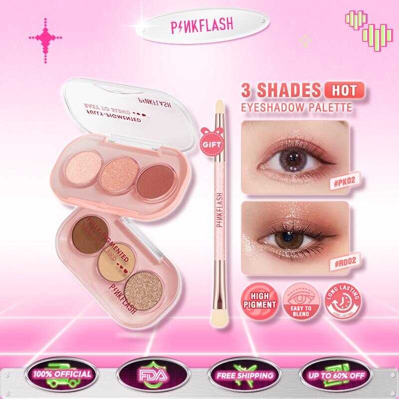 4E7 PINKFLASH PINKGAME Pink Game 3 Shades Eyeshadow Palette Eye Make Up ...
