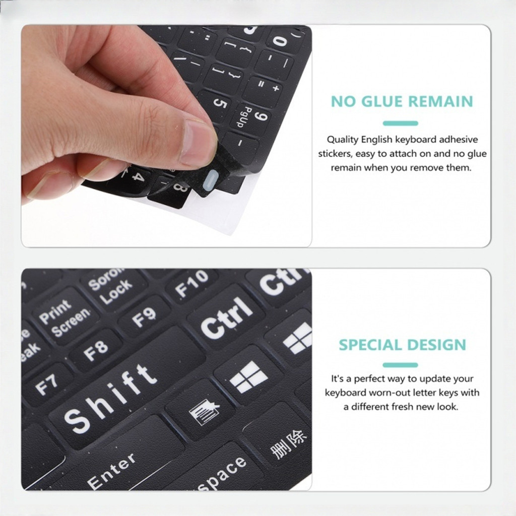 MultiColor English Keyboard Stickers Matte Finish Computer Keyboard Key ...