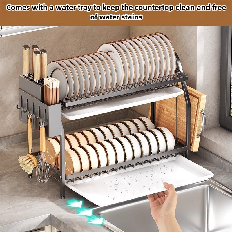 Stainless Steel Dish Rack Kitchen Storage Racks Rust-proof Drying with ...