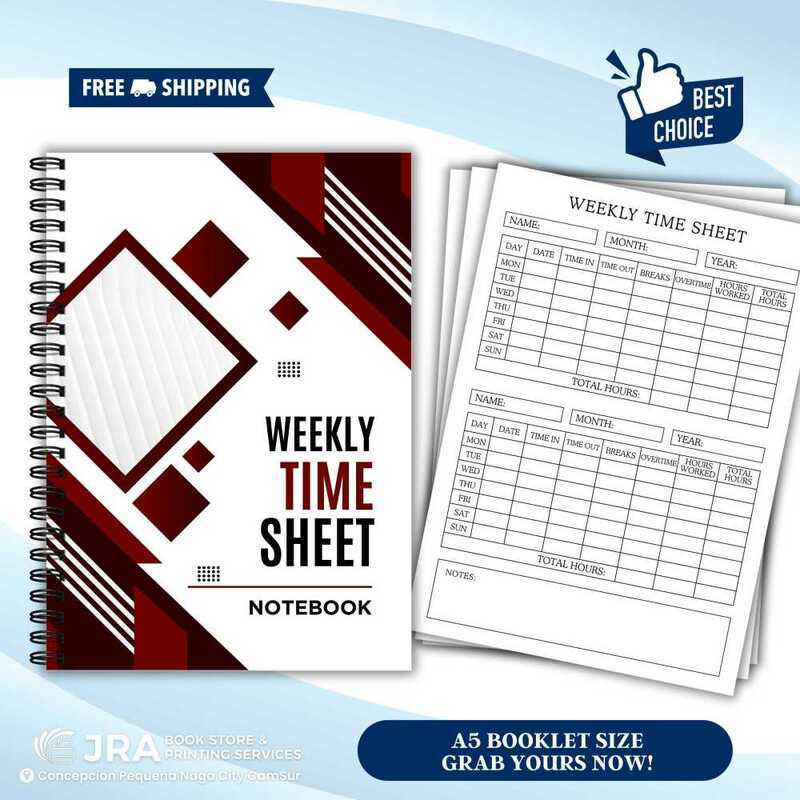 Weekly Time Sheet Log Book For Employee | Track Work Hours, Attendance ...