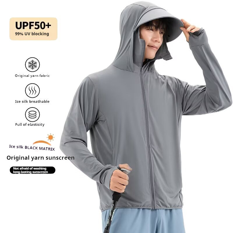 ZENOX Unisex UPF 50+ Ice Silk Mesh Breathable Zip Hoodie Summer Cooling ...