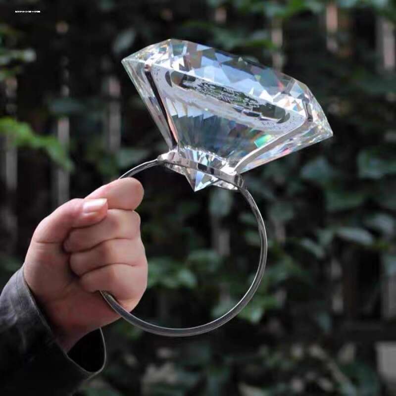 ☑♥ Oversized Ring Exaggerated Big Diamond Ring Spoof Imitation Diamond ...