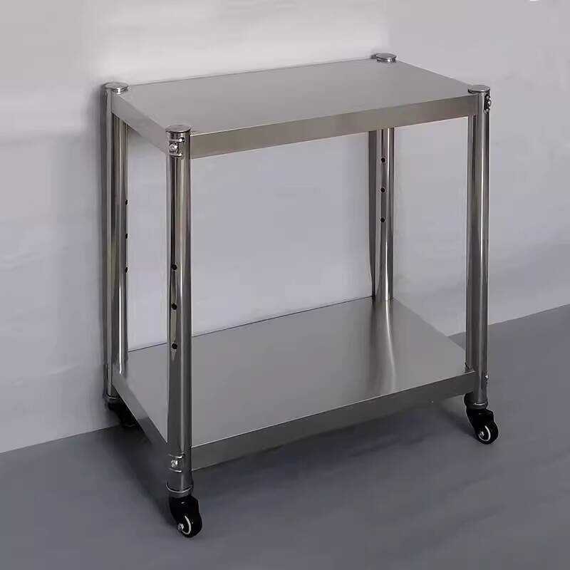 Stainless Steel Rolling Shelf Two-Tier Mobile Cabinet Stove Push-Pull ...