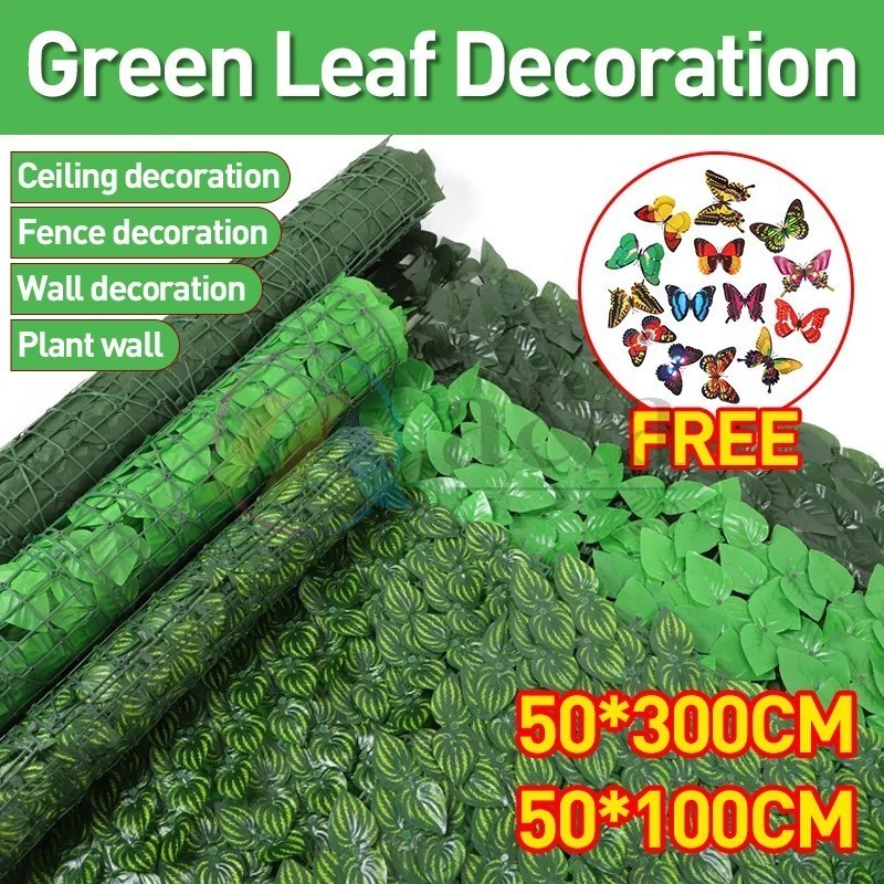 Artificial Leaf Hedge Panels Faux Greenery Privacy Fence Grass Wall for ...