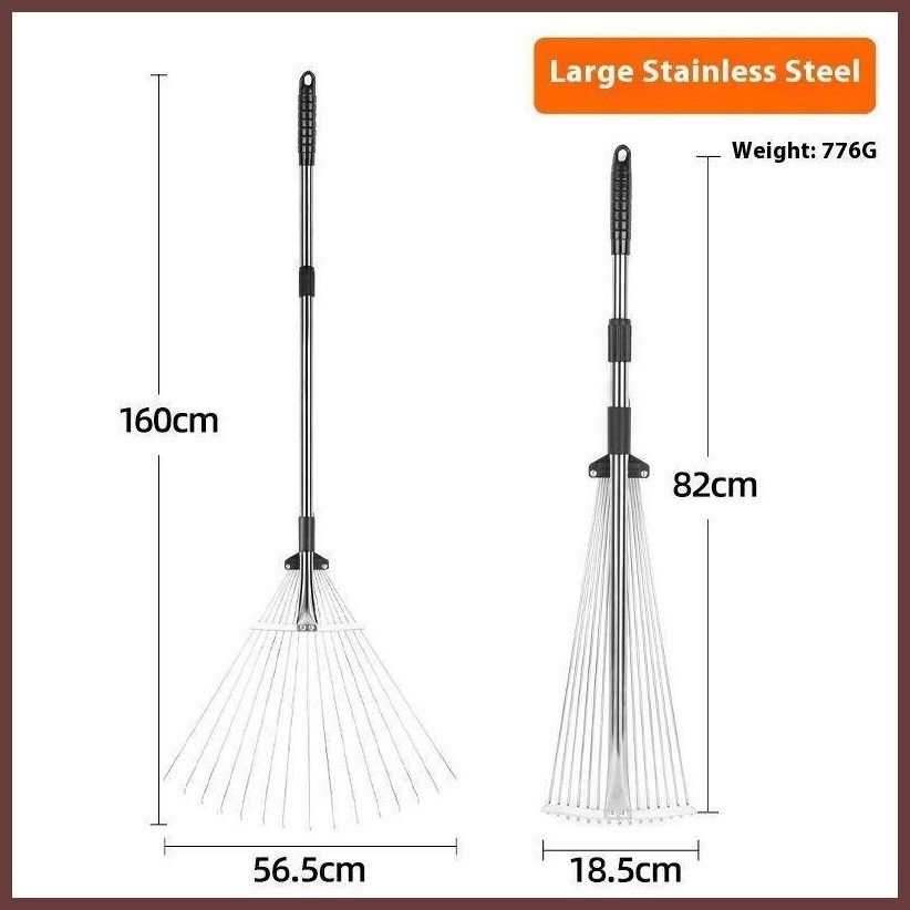 Adjustable Iron Steel Grass Rake Head Leaf Rake Garden Tool 15 Teeth ...