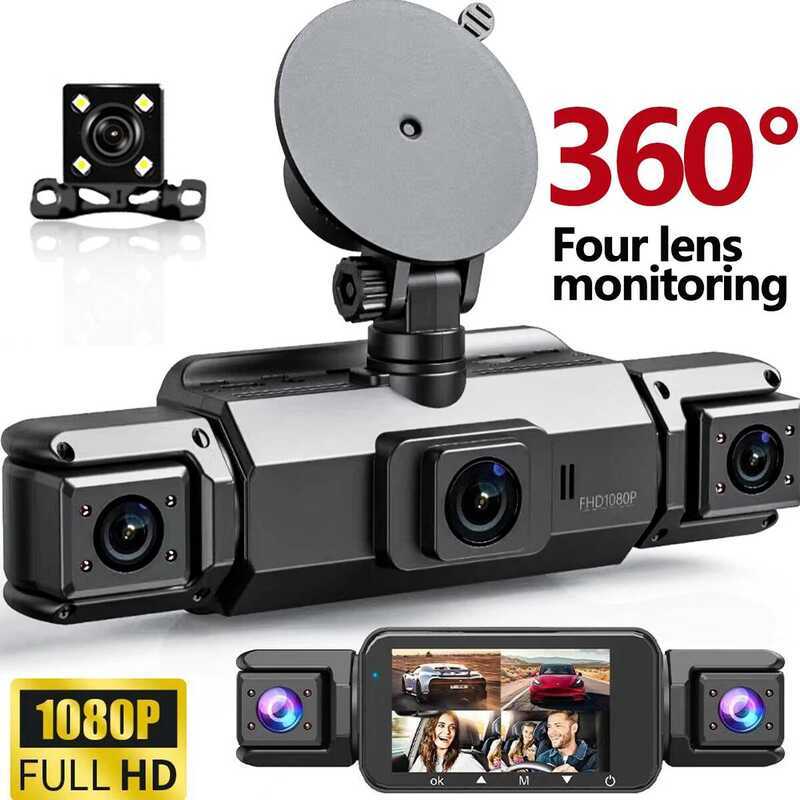 Dash Cam 4Channel 360° Camera Black Box 128G Front Left Right Rear View ...