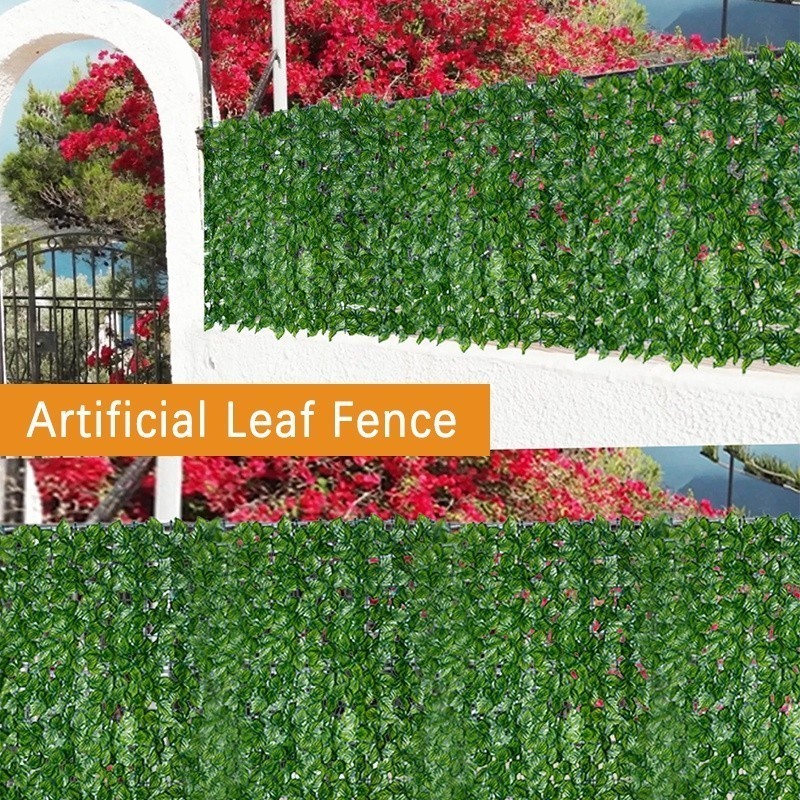Artificial Leaf Hedge Panels Faux Greenery Privacy Fence Grass Wall for ...
