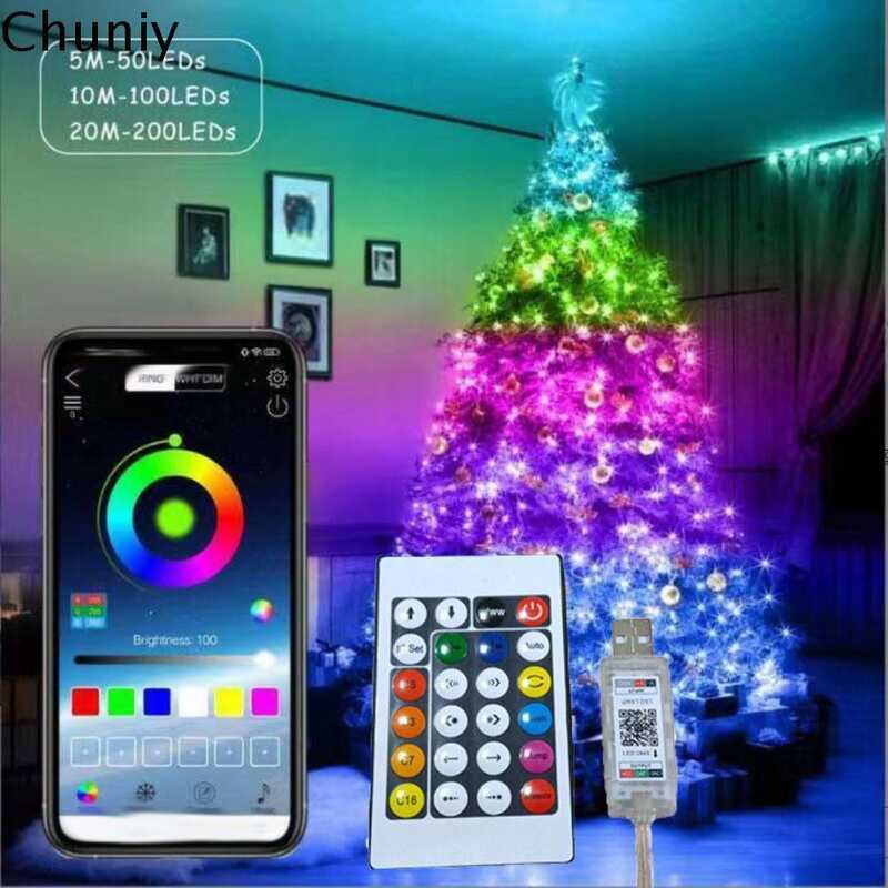 CHUNIY Dreamcolor Changing LED Bluetooth Fairy Lights Music Control App ...