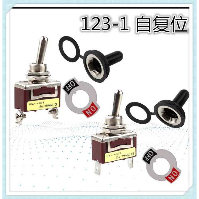 123-1 Self-Resetting Toggle Rocker Switch Pins 2 Positions 12mm Zengtai ...