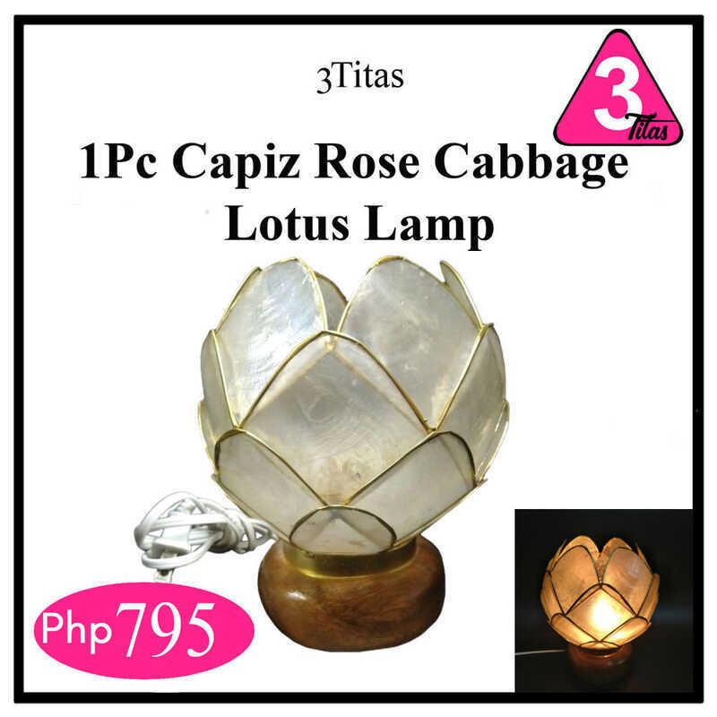 3Titas 1Pc Capiz Rose Cabbage Lotus Lamp Includes 5Watts Light Bulb ...