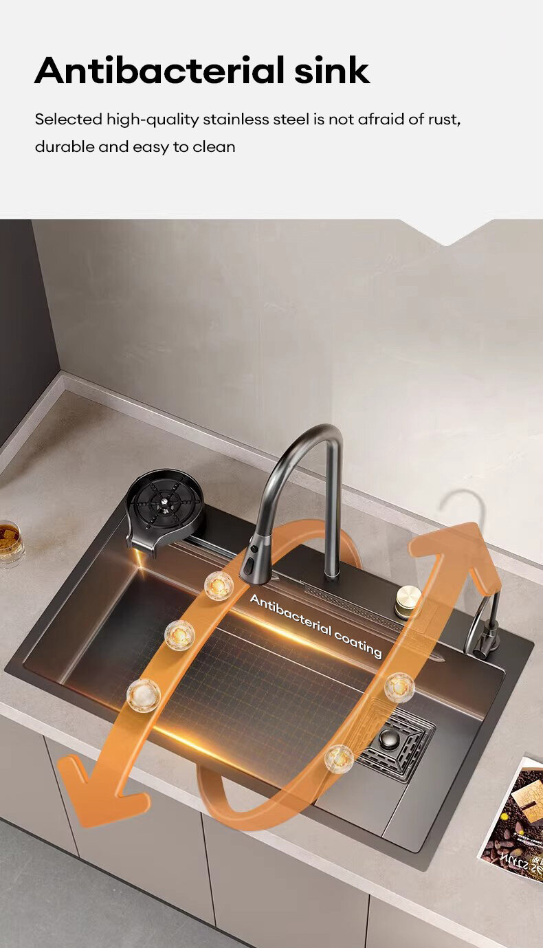 KEVE Modern Smart Kitchen Sink Stainless with Faucet Complete Set ...