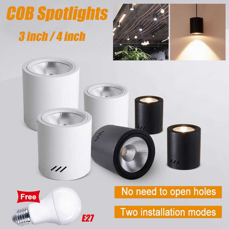 (Free Bulb) LED Downlight Ceiling Light E27 Round Surface Mounted ...