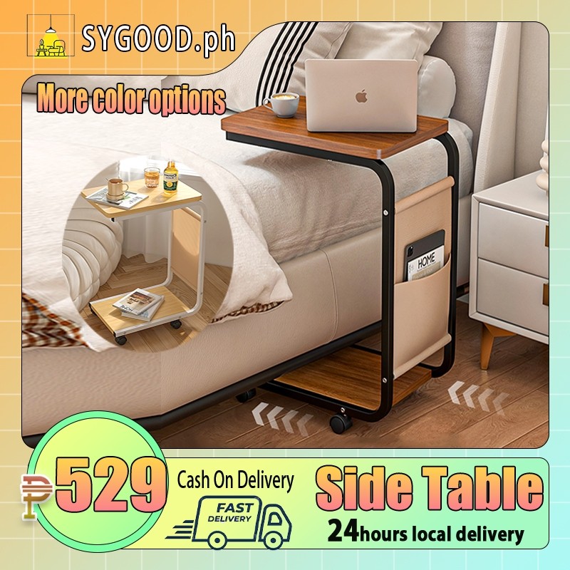 Side Table Movable Coffee Table Small Sofa Side Table with wheels ...