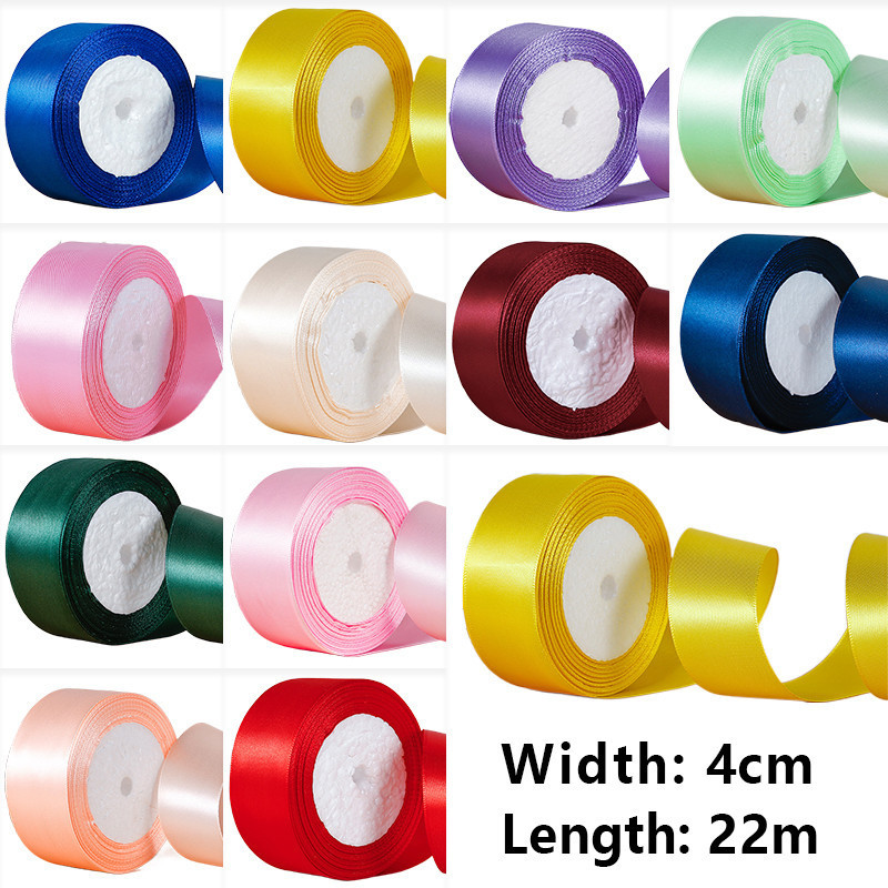 1Pcs 4cm*22m Satin Ribbon Roll Gift Packaging Ribbon Flower Making DIY ...