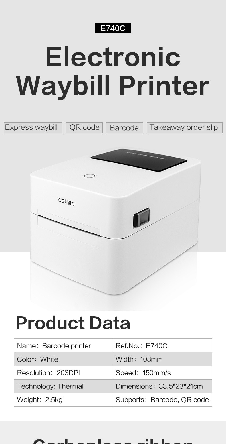 Deli Thermal Label Printer Ink-Free Barcode Shipping Label Printer ...