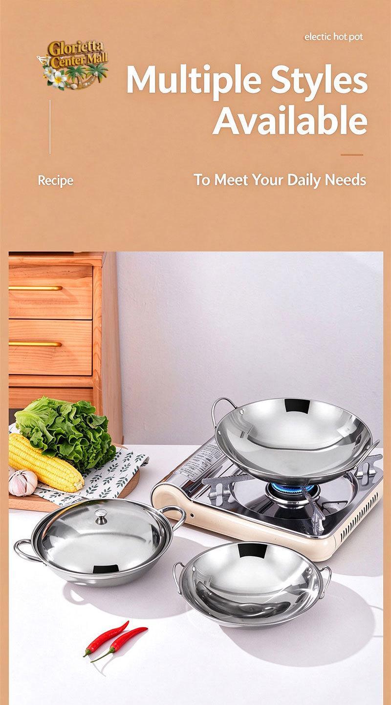 23/25/27cm Thick Stainless Steel Wok Pan Kitchen Cookware for Induction ...