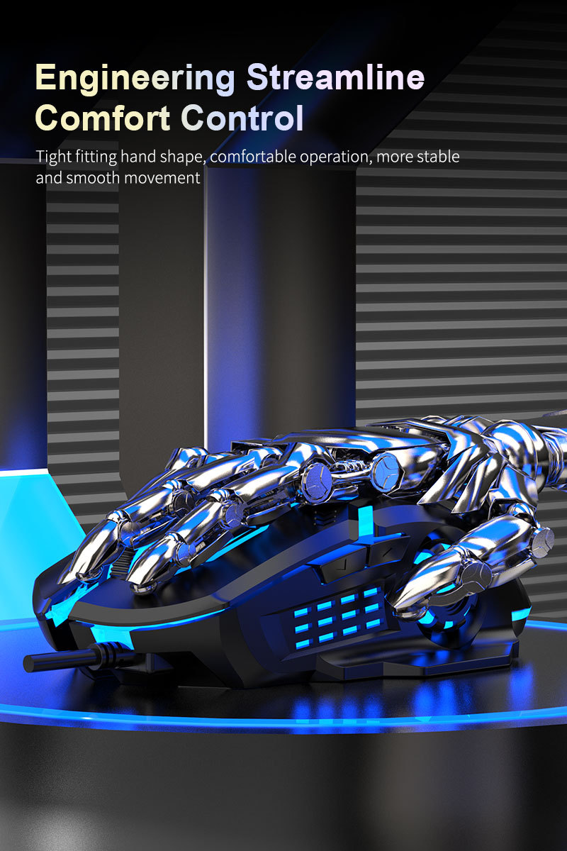 Raiku Thunder G702 Luminous LED Wired Gaming Mouse 4 DPI Speed 7 Color ...
