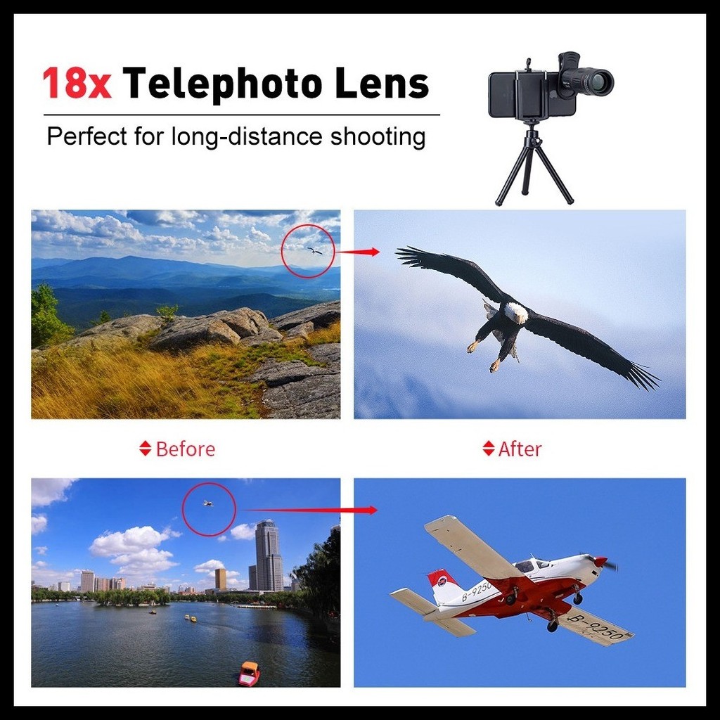 APEXEL Universal 18x25 Monocular Zoom HD Optical Cell Phone Lens ...