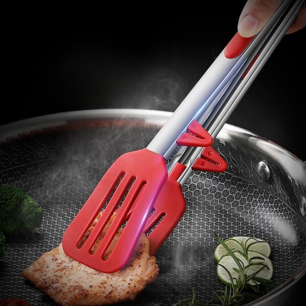 Silicone Food Tongs 9/12 Inch Heat Resistant Locking Cooking Tongs with ...