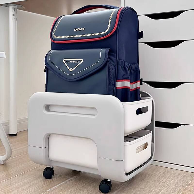 ☑♥ Under-Desk Book Bag Storage Rack with Wheels, Movable Small Cart ...