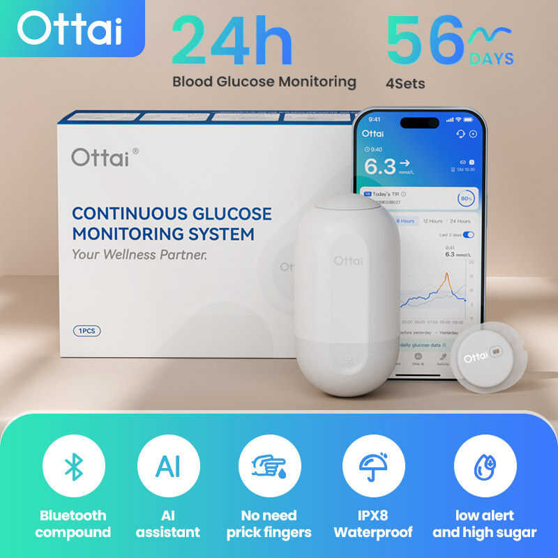 Ottai 4 Pieces Ottai CGM Glucose Monitoring System No Sanning Dynamic ...