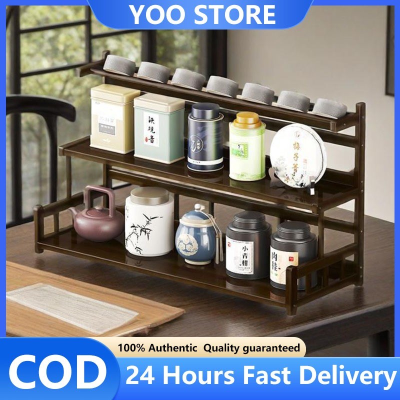 Wooden Cup Storage Rack Bamboo Shelf Desktop Cup Mug Display Rack Water ...
