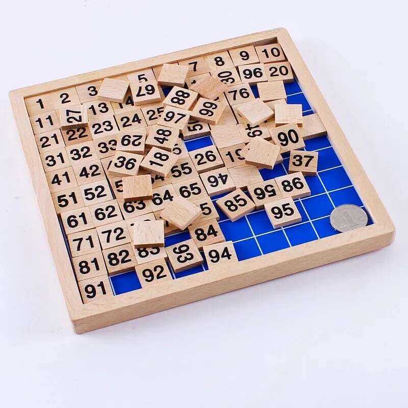Y Kindergarten Math Ching Aid Wooden Hundred Board 1-100 Number ...