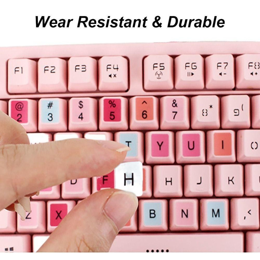 MultiColor English Keyboard Stickers Matte Finish Computer Keyboard Key ...
