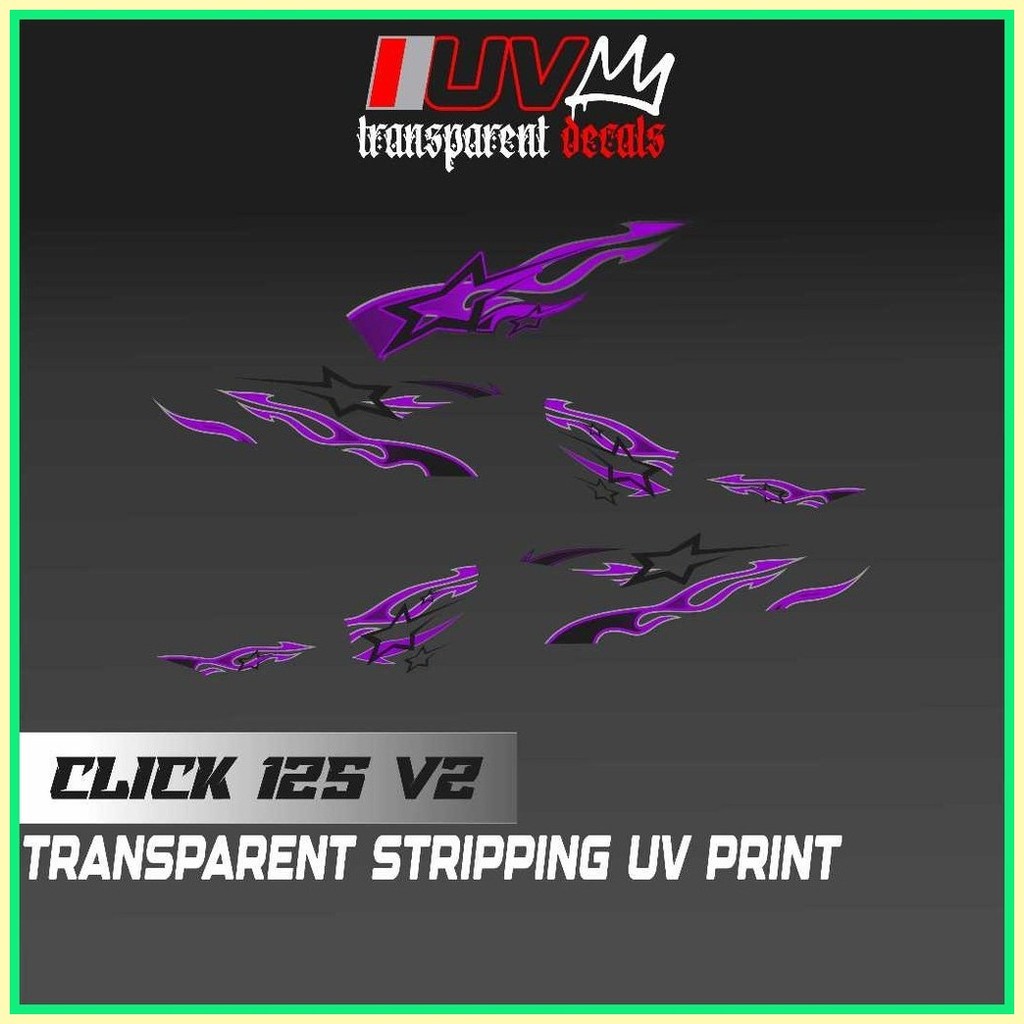 TRANSPARENT UV HONDA CLICK V2 RISING STAR DECALS | Shopee Philippines