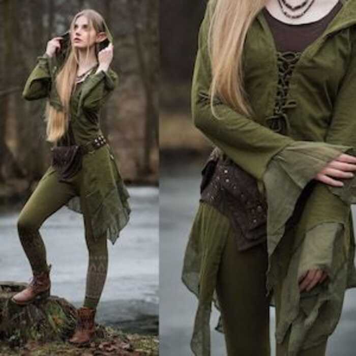 Pixie Enchanted Elven Cape Costume Forest Green Cloak Medival Dress ...