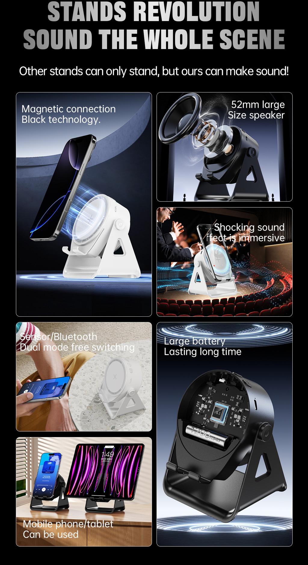 New ZJ08 Multifunctional Wireless Sensor Rotating Phone Holder RGB ...