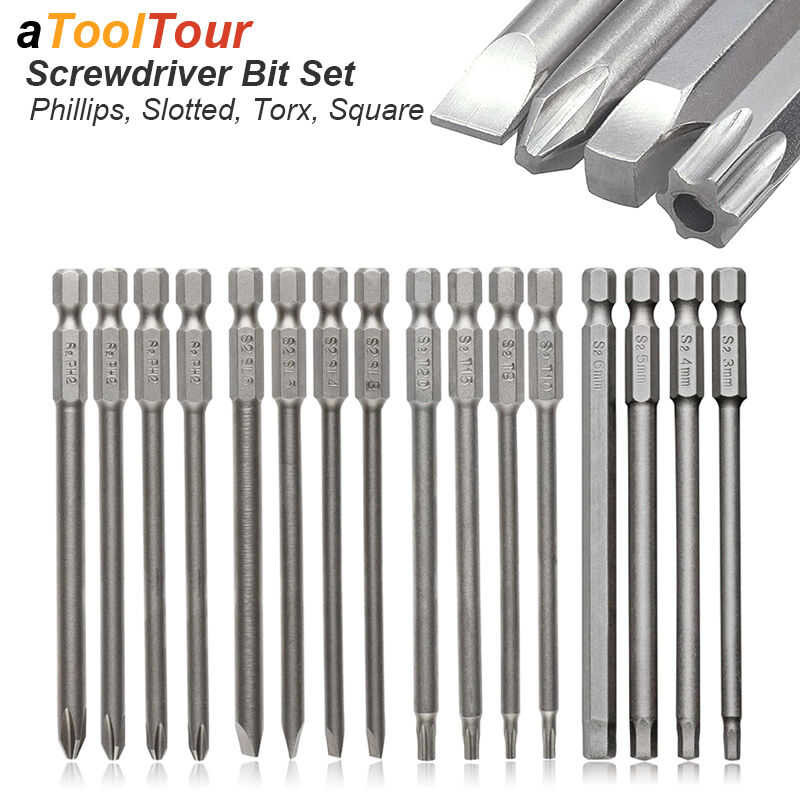 Screwdriver Bit Set Slot Phillip Square Torx Screw Drill Tip Strong ...