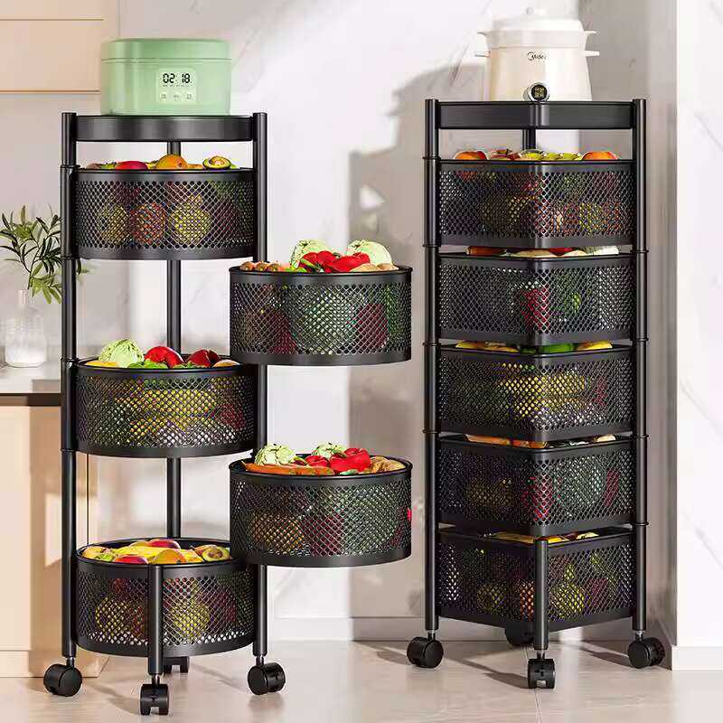 Kitchen Rotating Multi-Functional Rack Household Floor Multi-Layer ...