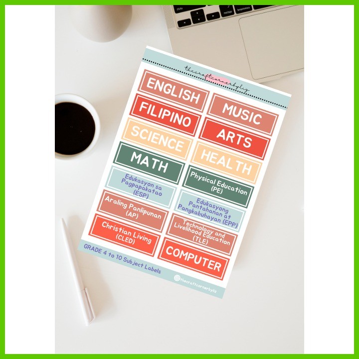 Customizable Sticker label for Subjects Notebook for Grade 4 to 10 Back ...