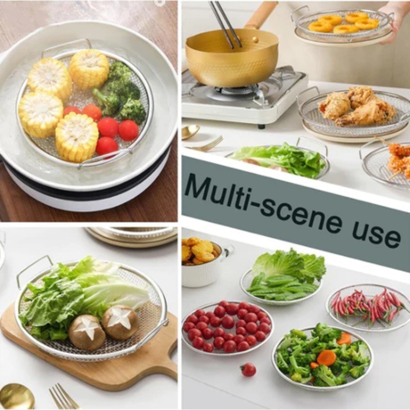 Kitchen Oil Filter Tray Stainless Steel Mesh Frying Grilling Drain Pan ...